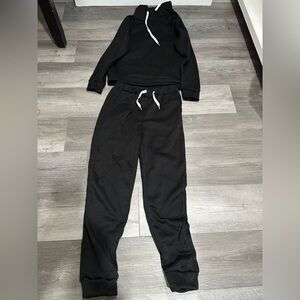 Black Lounge Set with White Drawstrings